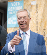 Nigel Farage and The Reform UK party’s final day of campaigning in the 2024 general election campaign, Clacton-on-Sea, Essex, Great Britain 
3rd July 2024