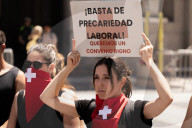 Barcelona - Protest by Red Cross workers