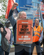 Protest outside Amazon London HQ