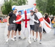 England fans in Leicester Square, London, Great Britain 
14th July 2024