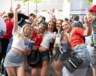England fans in Leicester Square, London, Great Britain 
14th July 2024