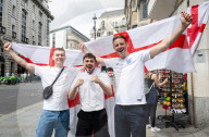 England fans in Leicester Square, London, Great Britain 
14th July 2024