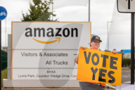 'Let's make history!': Amazon staff at UK warehouse vote on union recognition