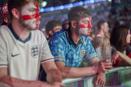 England fans watching England vs Spain Euro 2024 Final at the AO Arena fan-zone in Manchester UK
