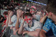 England fans watching England vs Spain Euro 2024 Final at the AO Arena fan-zone in Manchester UK
