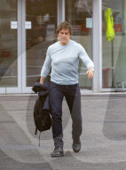 Excl - Tom Cruise is seen boarding his helicopter to head to the film studios