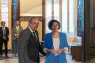 The president of the catalan parliament receives Marta Rovira