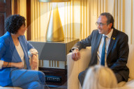 The president of the catalan parliament receives Marta Rovira