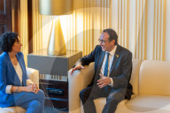 The president of the catalan parliament receives Marta Rovira