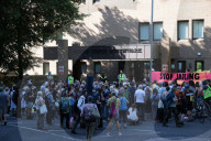 Protest outside London courthouse during sentencing of climate activists