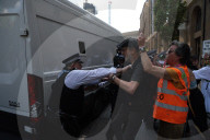 Protest outside London courthouse during sentencing of climate activists