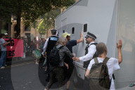 Protest outside London courthouse during sentencing of climate activists
