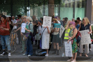 Protest outside London courthouse during sentencing of climate activists