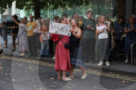 Protest outside London courthouse during sentencing of climate activists