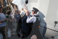 Protest outside London courthouse during sentencing of climate activists
