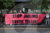 Protest outside London courthouse during sentencing of climate activists