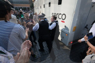 Protest outside London courthouse during sentencing of climate activists