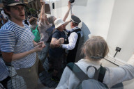 Protest outside London courthouse during sentencing of climate activists