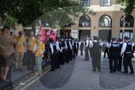 Protest outside London courthouse during sentencing of climate activists