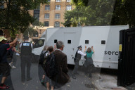 Protest outside London courthouse during sentencing of climate activists