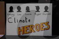 Protest outside London courthouse during sentencing of climate activists