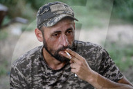 Ukrainian artillery unit on frontline