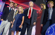 Donald Trump and his family on closing night of the Republican convention