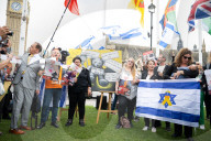 Israeli Hostages and Missing Families Forum UK Rally with relatives of hostages in Parliament Square, Westminster, London, UK.