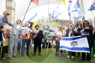 Israeli Hostages and Missing Families Forum UK Rally with relatives of hostages in Parliament Square, Westminster, London, UK.