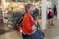 Celia Imrie at St Pancras train station