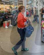 Celia Imrie at St Pancras train station