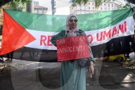 Manifestazione di associazioni filo palestinesi per il boicottaggio della casa farmaceutica israeliana TEVA