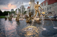 "Meeting of the Waters" fountain draws community at dusk