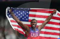 Men's 100m: Athletics, Paris, USA - 04 Aug 2024