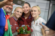 Arrivo degli atleti medaglisti alle Olimpiadi di Parigi 2024 presso l&#x2019;aeroporto di Linate