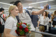 Arrivo degli atleti medaglisti alle Olimpiadi di Parigi 2024 presso l&#x2019;aeroporto di Linate