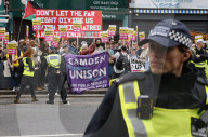 Migrant offices protests in London, UK.