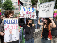 Stand Up To Racism rally outside Reform UK HQ at 83 Victoria Street, London, UK.