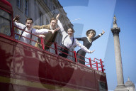 The cast of The 39 Steps bus tour of London