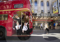 The cast of The 39 Steps bus tour of London