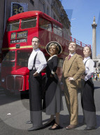 The cast of The 39 Steps bus tour of London
