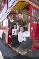 The cast of The 39 Steps bus tour of London