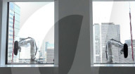 Skyscraper window cleaning robots