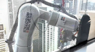 Skyscraper window cleaning robots