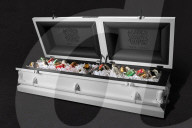 Casket cooler keeps drinks deathly cold