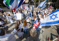 Pro-Israel protest by the Stop The Hate movement at Pret, 190 The Strand, London, UK. 