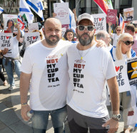 Pro-Israel protest by the Stop The Hate movement at Pret, 190 The Strand, London, UK. 
