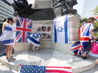 Pro-Israel protest by the Stop The Hate movement at Pret, 190 The Strand, London, UK. 