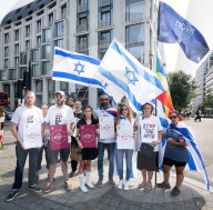 Pro-Israel protest by the Stop The Hate movement at Pret, 190 The Strand, London, UK. 
