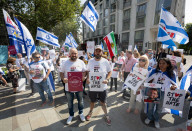Pro-Israel protest by the Stop The Hate movement at Pret, 190 The Strand, London, UK. 